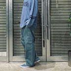 水洗牛仔六口袋工裝褲 #綠色 [SC2420-PN06]