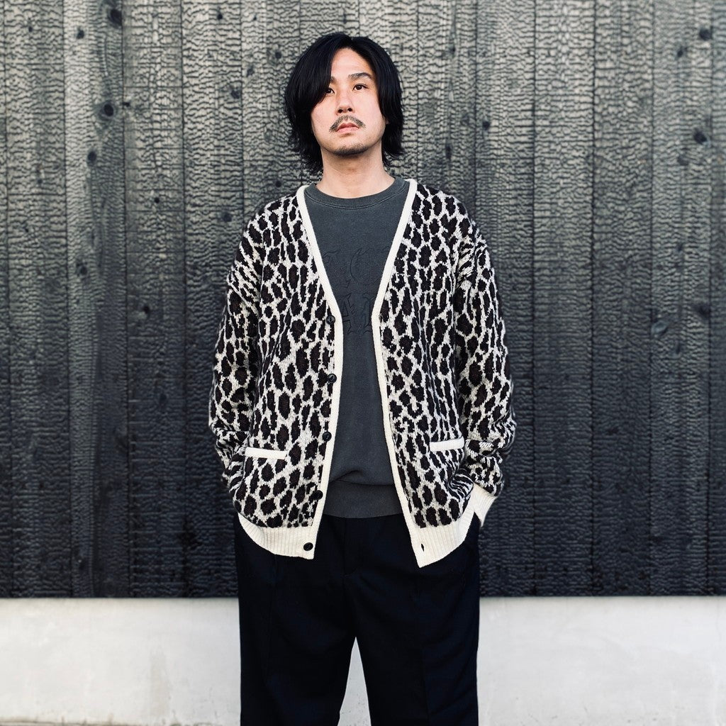 LEOPARD MOHAIR JACQUARD CARDIGAN #WHITE [26FW-WMK-KN17]
