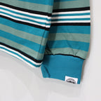 EMBROIDERED LOGO MULTI BORDER L/S T-SHIRT #GREEN / WHITE [CCC-253C007]