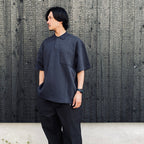 PEN POCKET COLLAR T-SHIRTS #DARK GREY [HOD26-01-TS007]