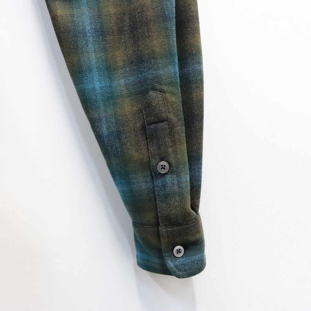 PENDLETON | WOOL OMBRE CHECK OPEN COLLAR SHIRT L/S ( TYPE-1 ) #BROWN / BLUE [26FW-WMS-PE01]