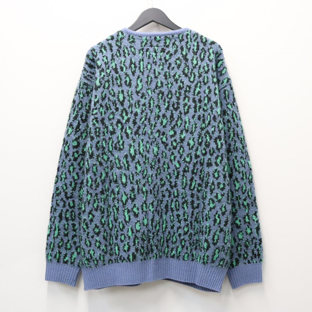 LEOPARD MOHAIR JACQUARD CARDIGAN #BLUE [26FW-WMK-KN17]