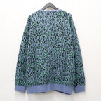 LEOPARD MOHAIR JACQUARD CARDIGAN #BLUE [26FW-WMK-KN17]