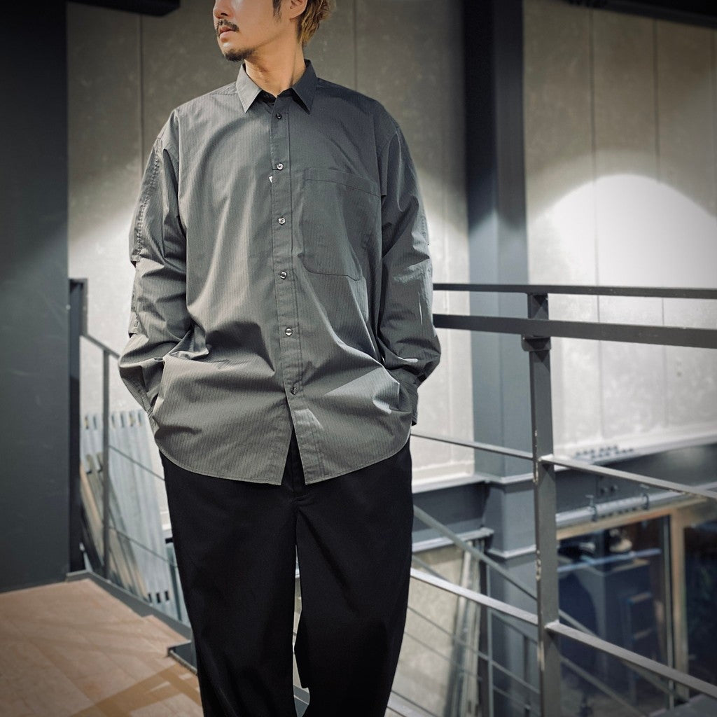 TECH REGULAR STRIPE SHIRT L/S #CHARCOAL [BE-81025]