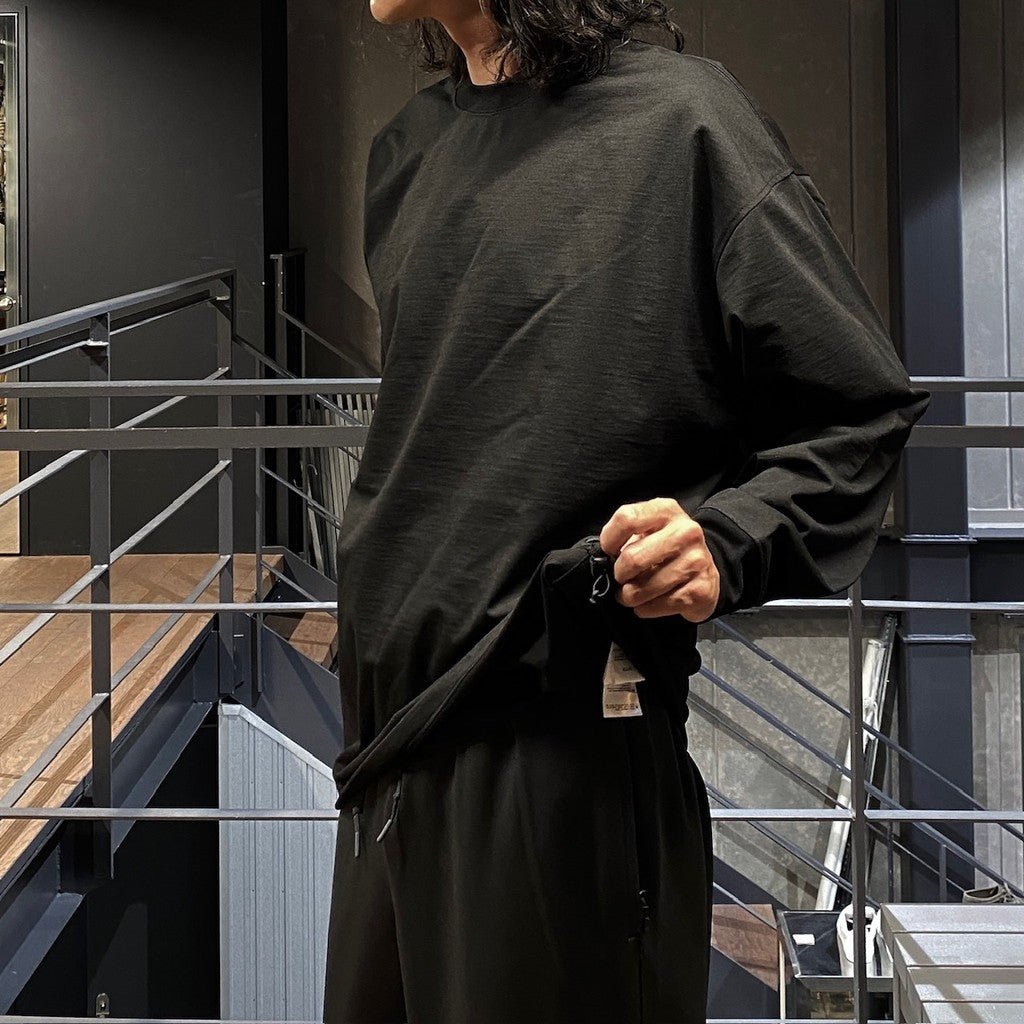 TECH CREW NECK TEE L/S #BLACK [BE-31024W]