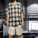 OMBRE CHECK OPEN COLLAR SHIRT S/S -TYPE 2- #BROWN [24SS-WMS-OC11]