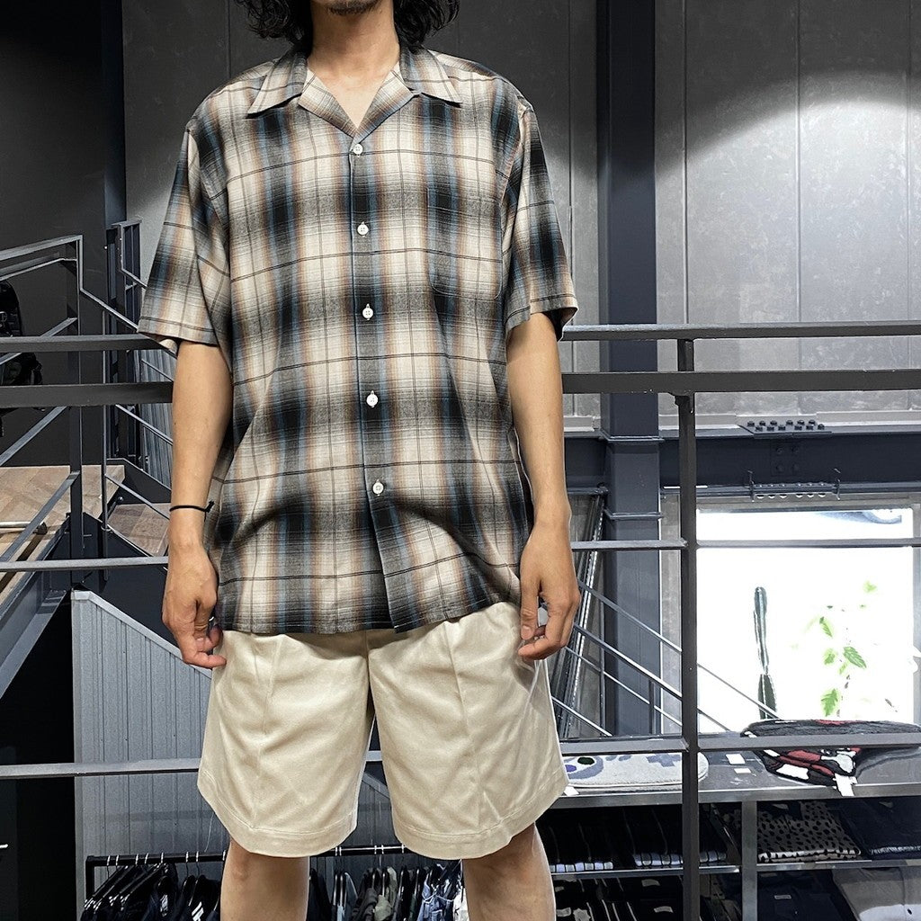 OMBRE CHECK OPEN COLLAR SHIRT S/S -TYPE 2- #BROWN [24SS-WMS-OC11]