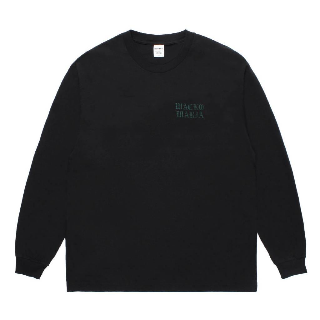 WASHED HEAVY WEIGHT CREW NECK LONG SLEEVE T-SHIRT ( TYPE-2 ) #BLACK/GREEN [26SSE-WMT-LT05]