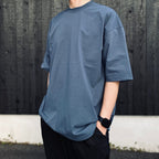 TECH DRAWSTRING S/S TEE #SMOKE BLUE [BE-35026]