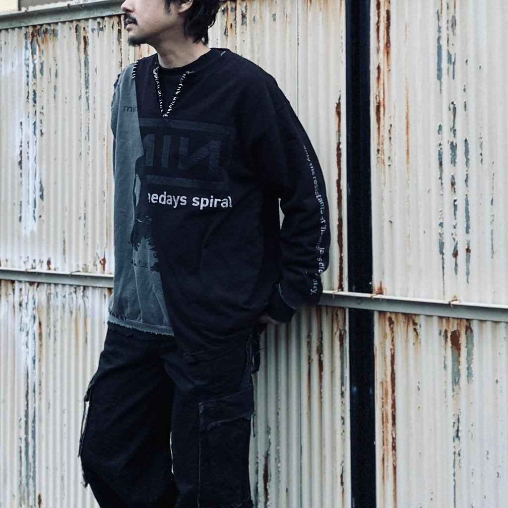 Bootleg Layered Crew Sweat (A MAN'S SHADOW) #AGED BLACK [M-P2-BG3]