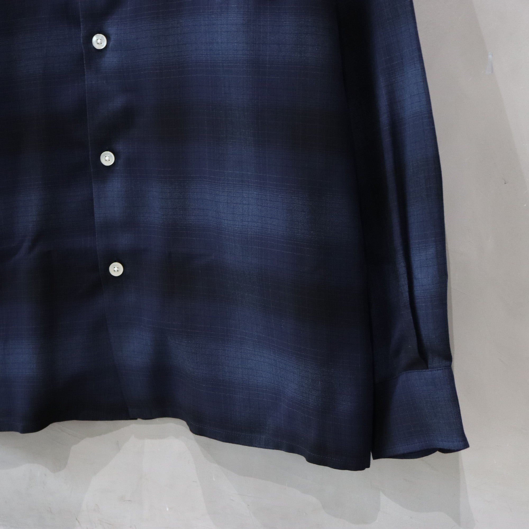 OMBRE CHECK OPEN COLLAR SHIRT L/S (TYPE-4) #BLUE [24FW-WMS-OC04]