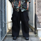 STRIPE BAGGY CARGO PANTS #Black [SU26-B06]