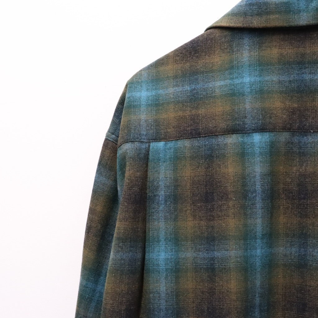 PENDLETON | WOOL OMBRE CHECK OPEN COLLAR SHIRT L/S ( TYPE-1 ) #BROWN / BLUE [26FW-WMS-PE01]