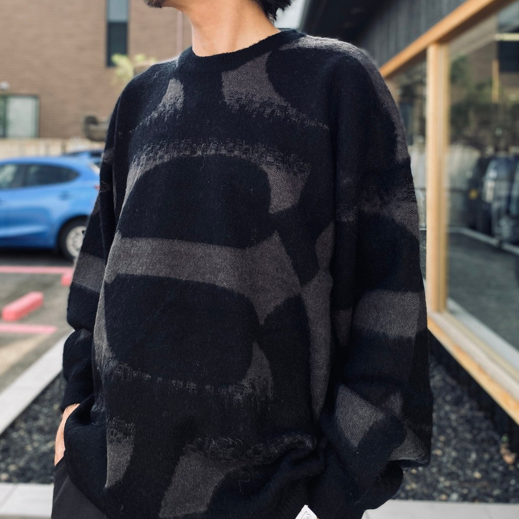 PATTERN MOHAIR KNIT #Black [26FW_KN01]