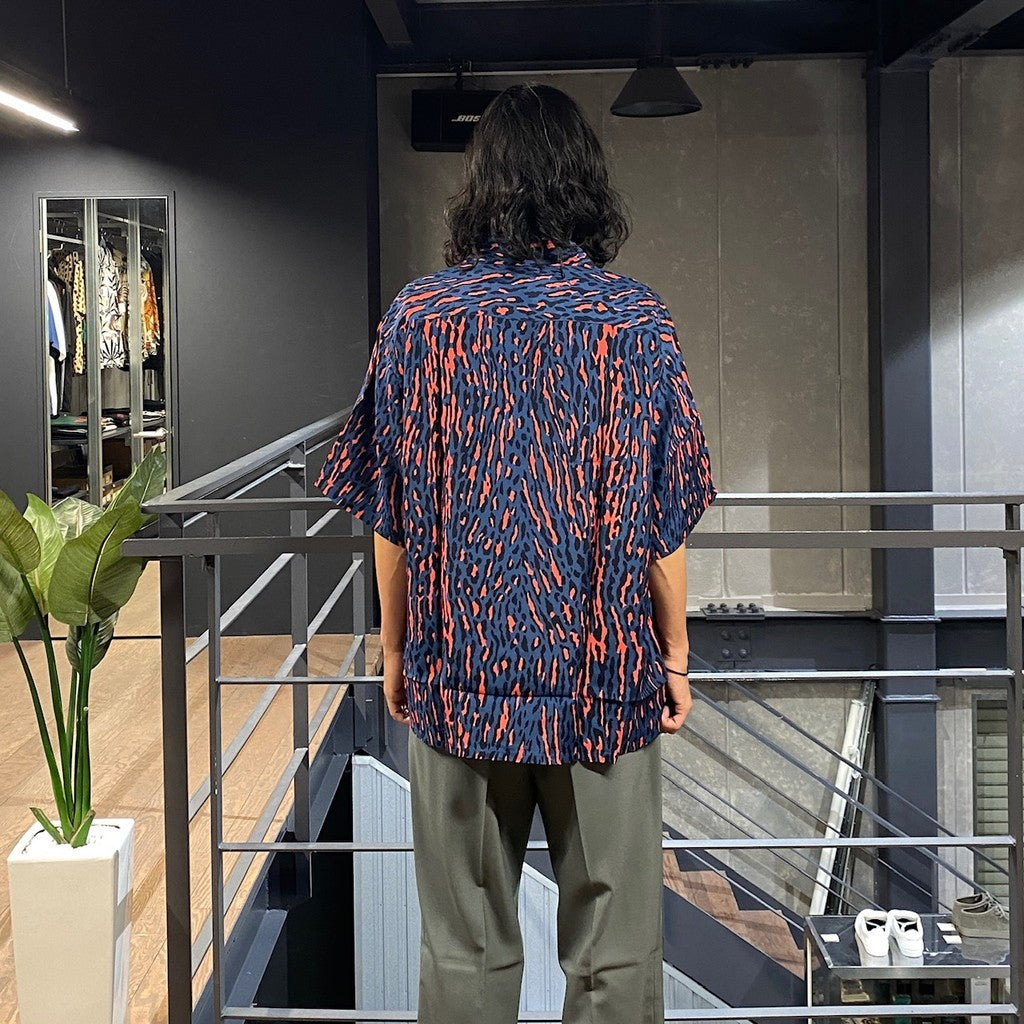 豹紋夏威夷襯衫 短袖 #藍色 [24FWE-WMS-HI01]