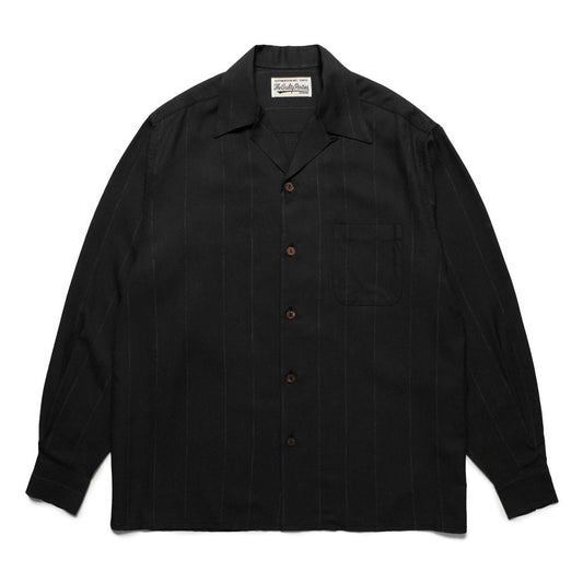 KASURI OPEN COLLAR SHIRT L/S #BLACK [25SSE-WMS-OC03]