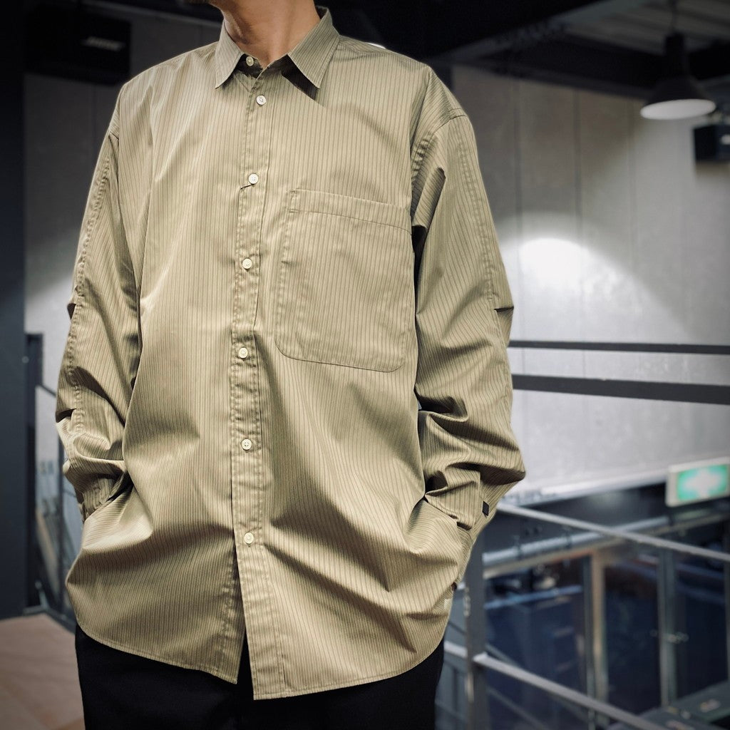 TECH REGULAR STRIPE SHIRT L/S #WOLF GRAY [BE-81025]