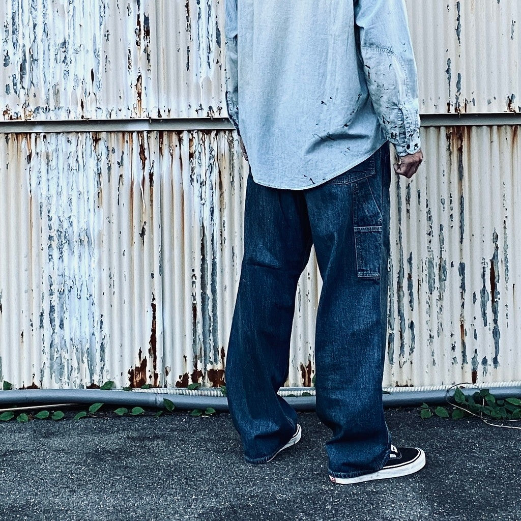 DOUBLE KNEE INDIGO DENIM PANTS #INDIGO [BWU-DKIDP]