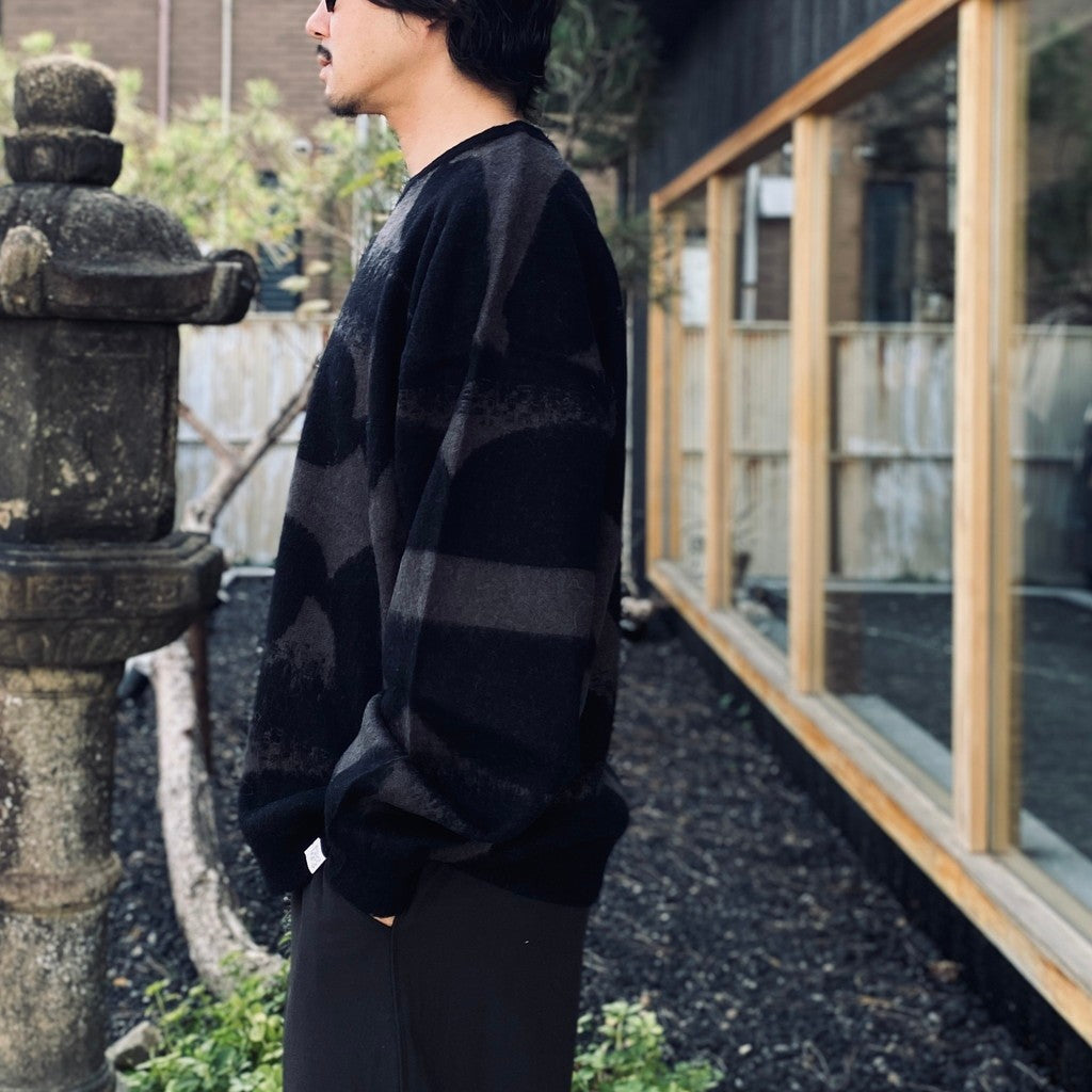 PATTERN MOHAIR KNIT #Black [26FW_KN01]