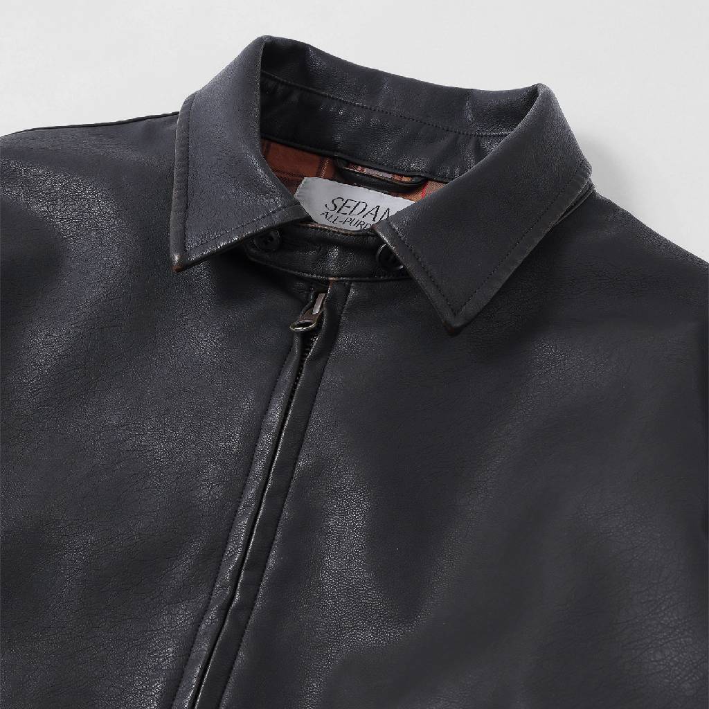 Synthetic Leather Jacket #Vintage Black [SD25F-JK03