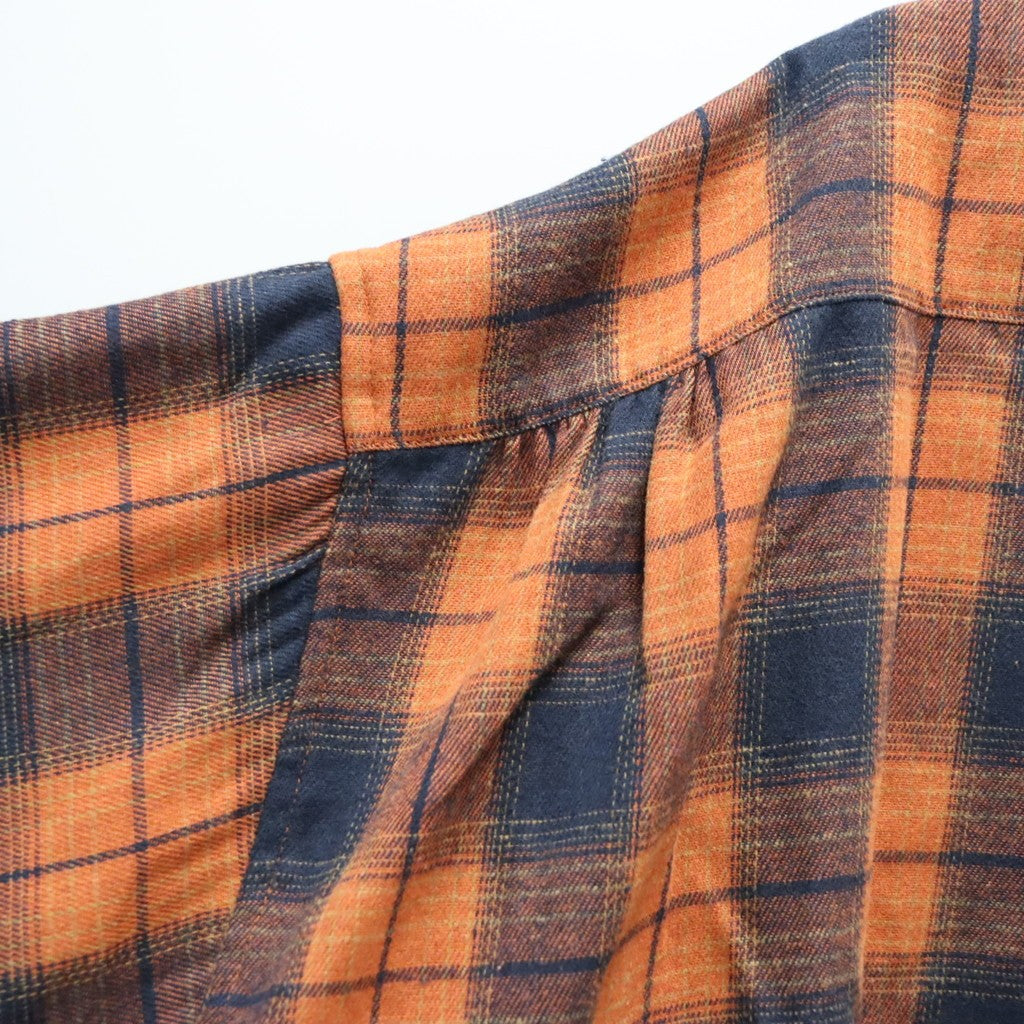 PLAID FLANNEL L/S SHIRT #Navy x Orange [FW26-S02]