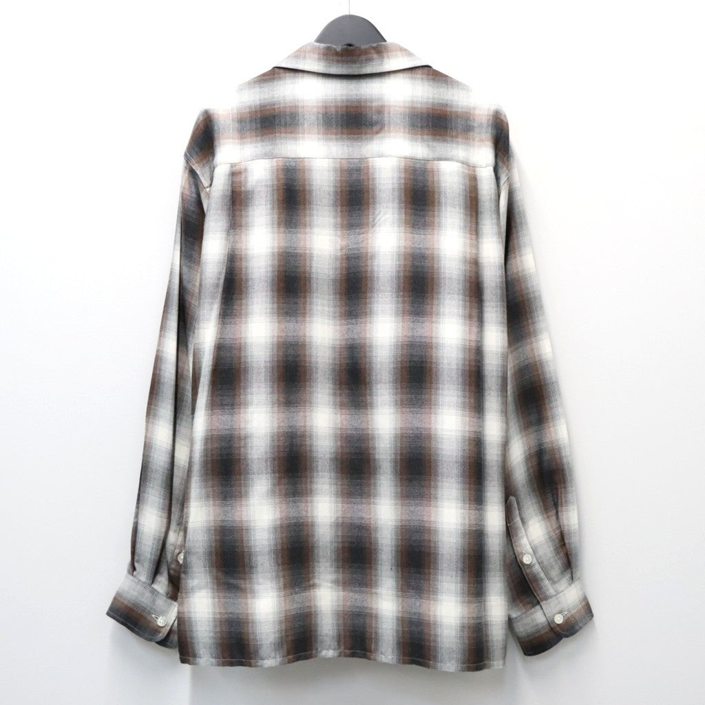 OMBRE CHECK OPEN COLLAR SHIRT L/S ( TYPE-2 ) #BROWN [26FWE-WMS-OC02]