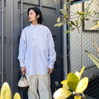 TECH BUTTON DOWN SHIRT L/S STRIPE #GRAY [BE-80024]