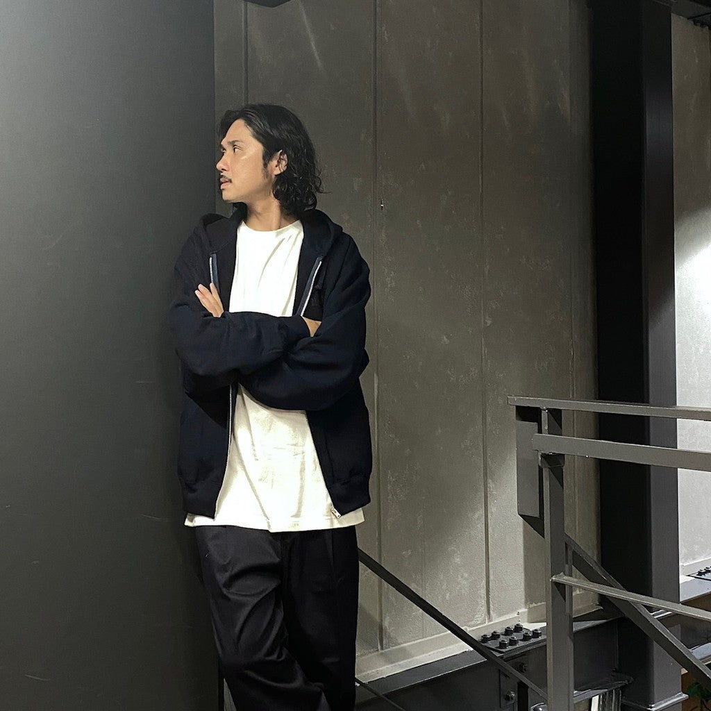 HEAVY WEIGHT FULL ZIP HOODED SWEAT SHIRT ( TYPE-2 ) #NAVY [24FW-WMC-SS02]