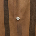 條紋開領長袖襯衫（1 型）#棕色 [24FW-WMS-OC05]