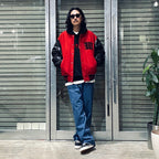 LEATHER VARSITY JACKET -B- ( TYPE-2 ) #RED [24FW-WMO-BL16]