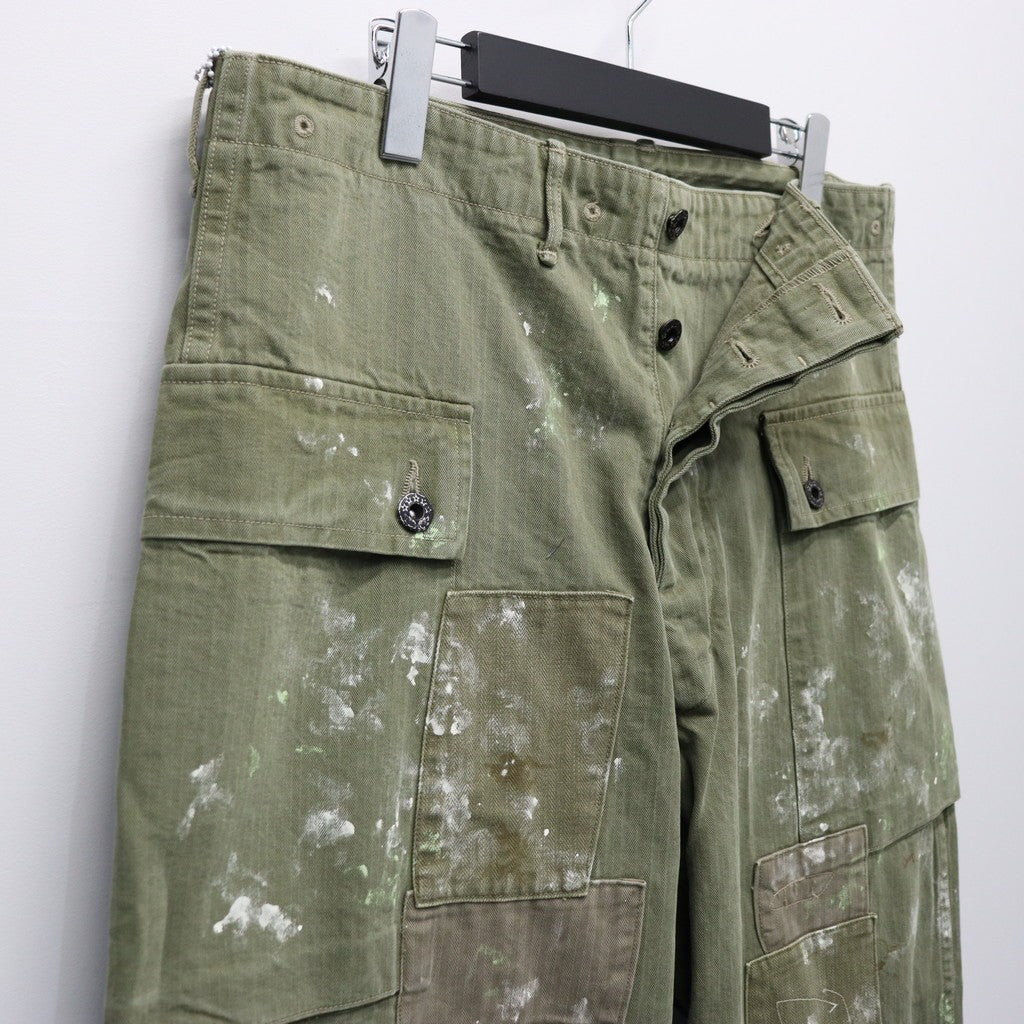 PAINT STAINED USMC P-44 HBT TROUSERS #PAINT STAINED OD [BW252-PU4HT]