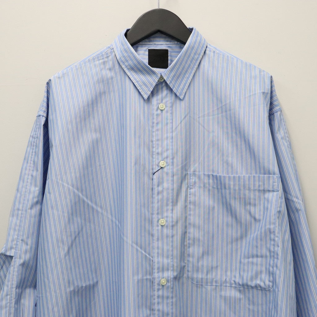 TECH REGULAR COLLAR SHIRT L/S STRIPE #SAX [BE-83026W]