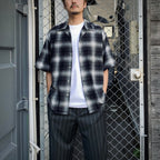 漸層格紋開領襯衫 短袖（TYPE-2）#灰色 [25SS-WMS-OC03]