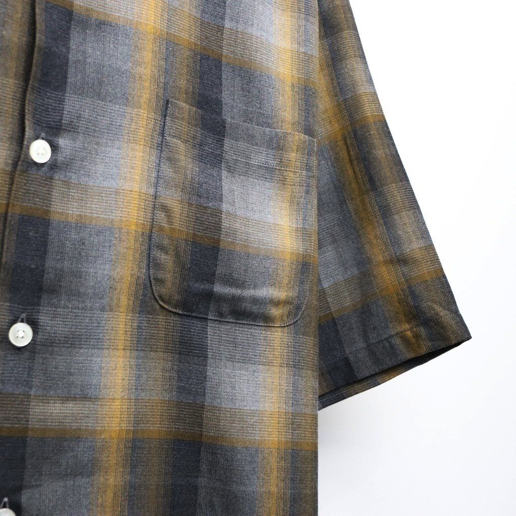 OMBRE CHECK OPEN COLLAR SHIRT S/S ( TYPE-1 ) #GRAY [26SS-WMS-OC09]