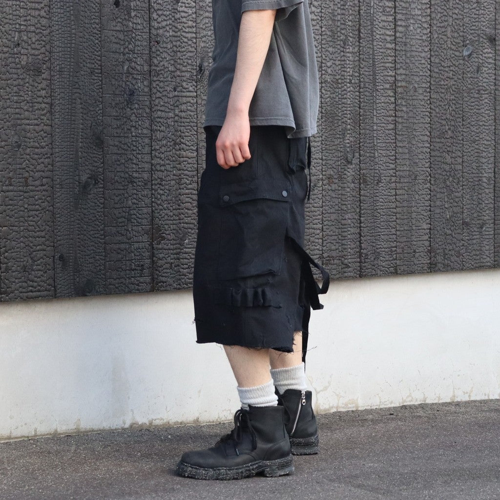 Heavy Cargo Short With Damaged(AGED CANVAS) #BLACK [M-P3-PT10]