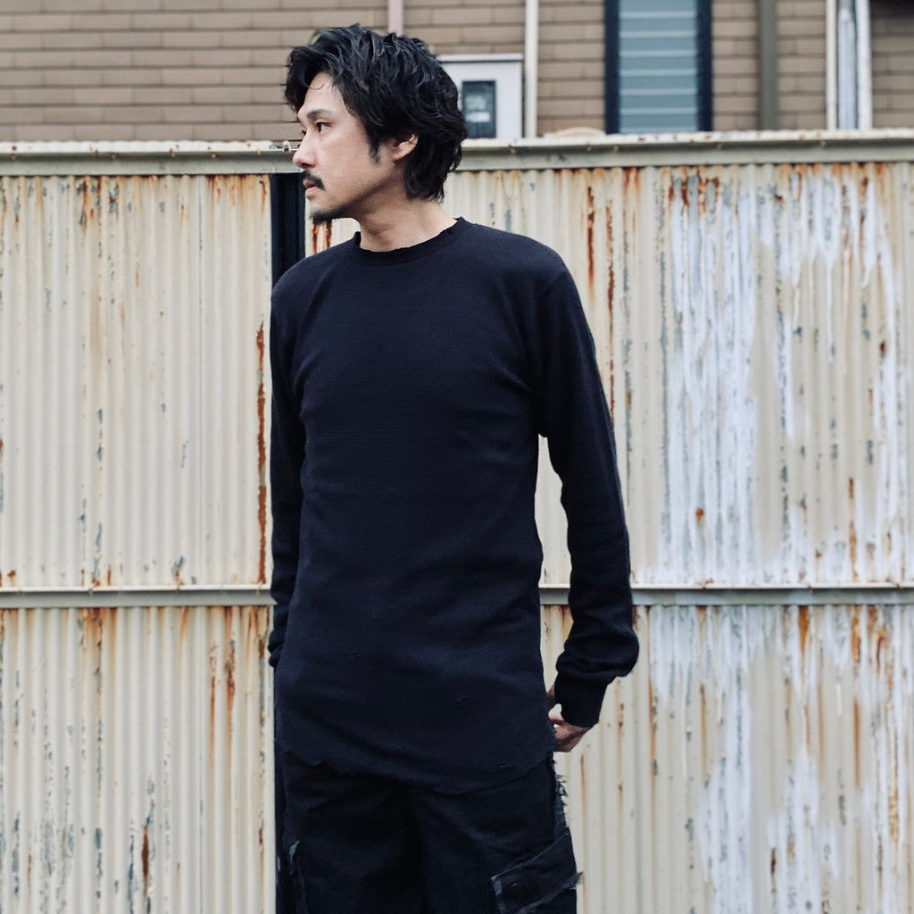 Combat Long Thermal With Damaged (CLASSIC WAFFLE KNIT) #BLACK [M-P2-TP6]