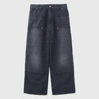 Vintage Washed Double Knee Pants #Black [SD26S-PT04]