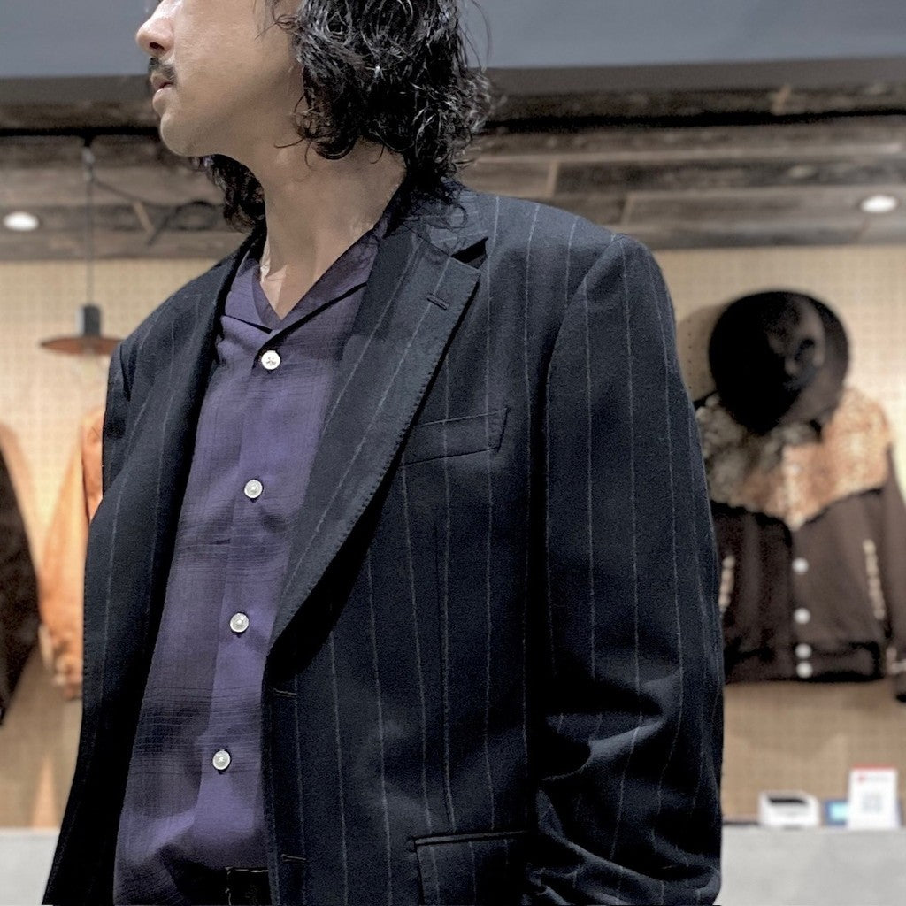 SINGLE BREASTED JACKET ( TYPE-8 ) &amp; TROUSERS #BLACK/GRAY STRIPE [24FW-WMO-SU08 / 24FW-WMP-TR23]