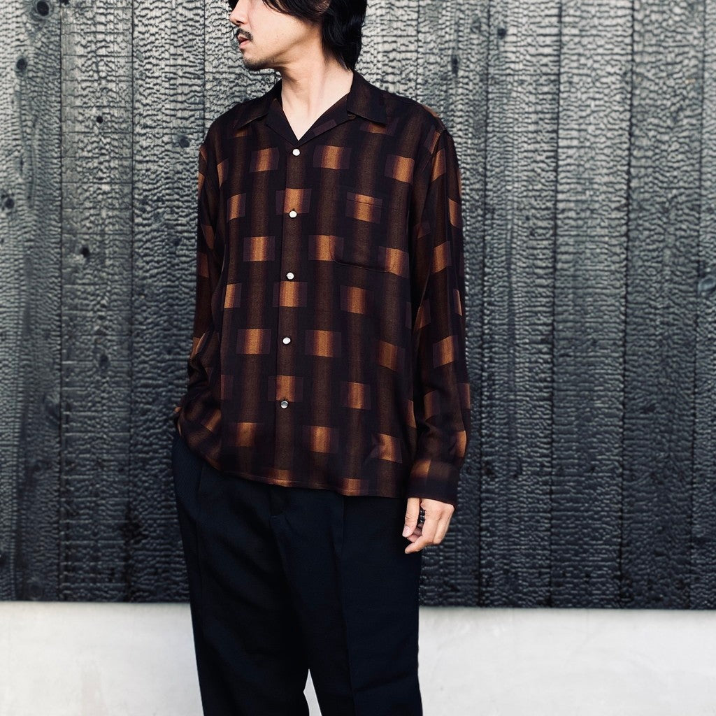OMBRE CHECK OPEN COLLAR SHIRT L/S ( TYPE-1 ) #BROWN [26FW-WMS-OC01]