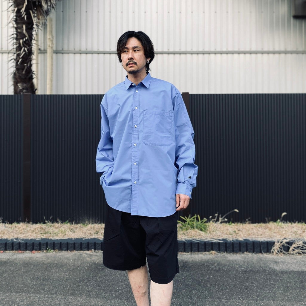 TECH REGULAR COLLAR SHIRT L/S SOLID #SAX [BE-81026] - cocorozashi