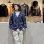 LEOPARD HEAVY MOHAIR CARDIGAN #PURPLE [24FW-WMK-KN10]