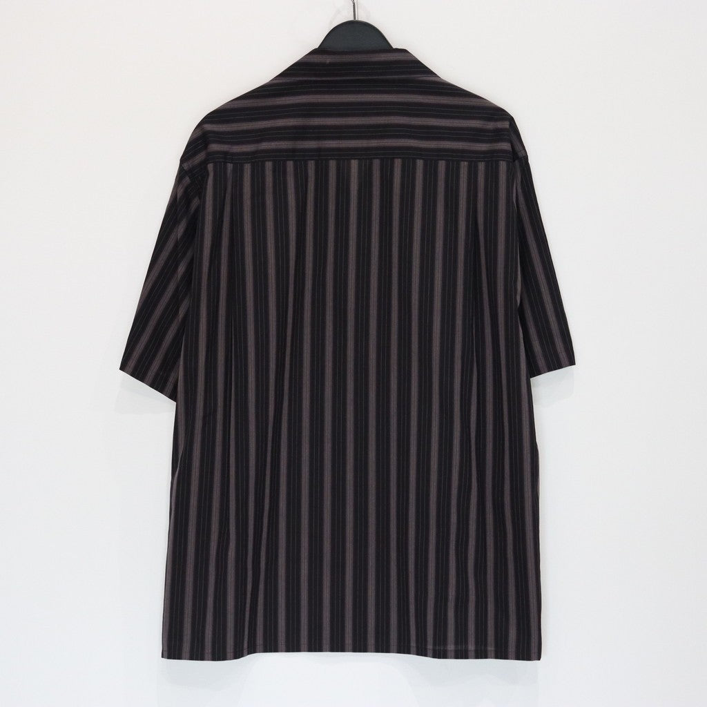 STRIPED OPEN COLLAR SHIRT S/S ( TYPE-2 ) #BLACK [25SS-WMS-OC04]