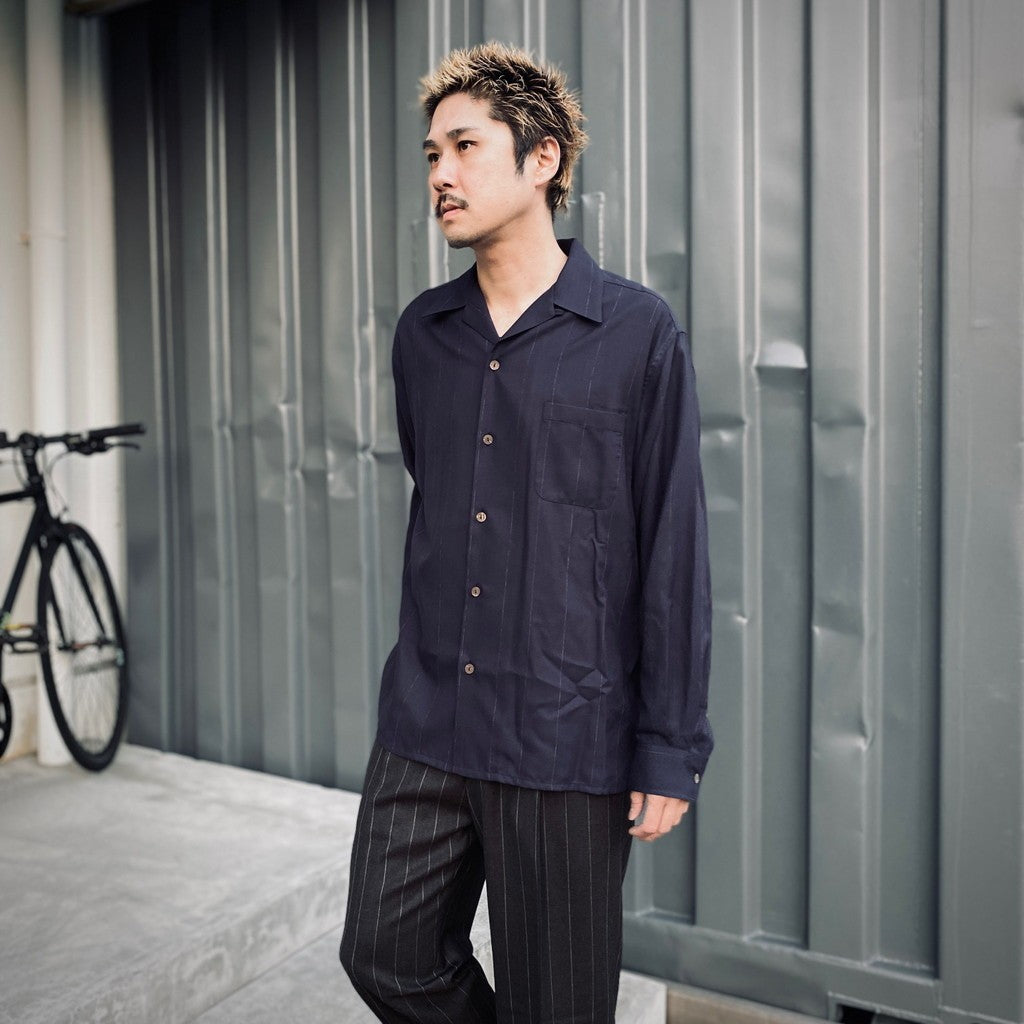 KASURI 開領長袖襯衫 #海軍藍 [25SSE-WMS-OC03]