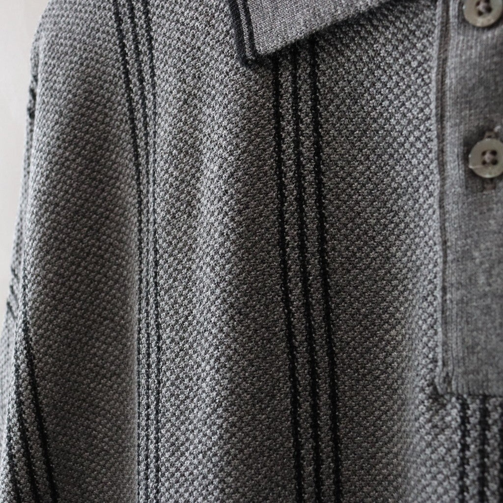 STRIPE KNIT POLO #GRAY [SS24-KN03]