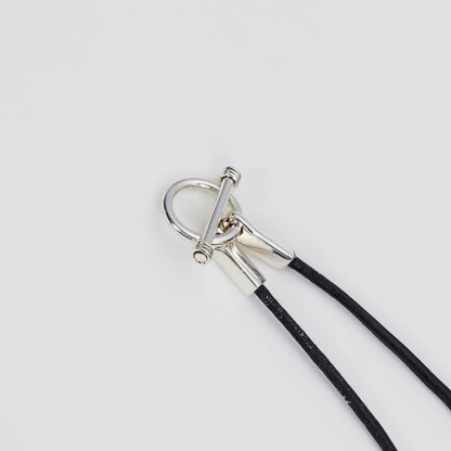 Triangle Leather Necklace #BLACK/SILVER [XOLN001-50-BLK]