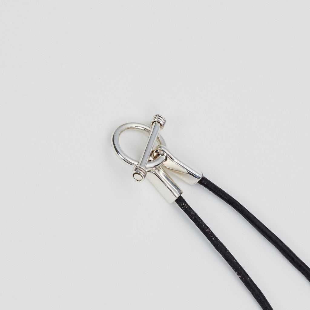 Triangle Leather Necklace -Black- #BLACK/SILVER [XOLN001-45-BLK]