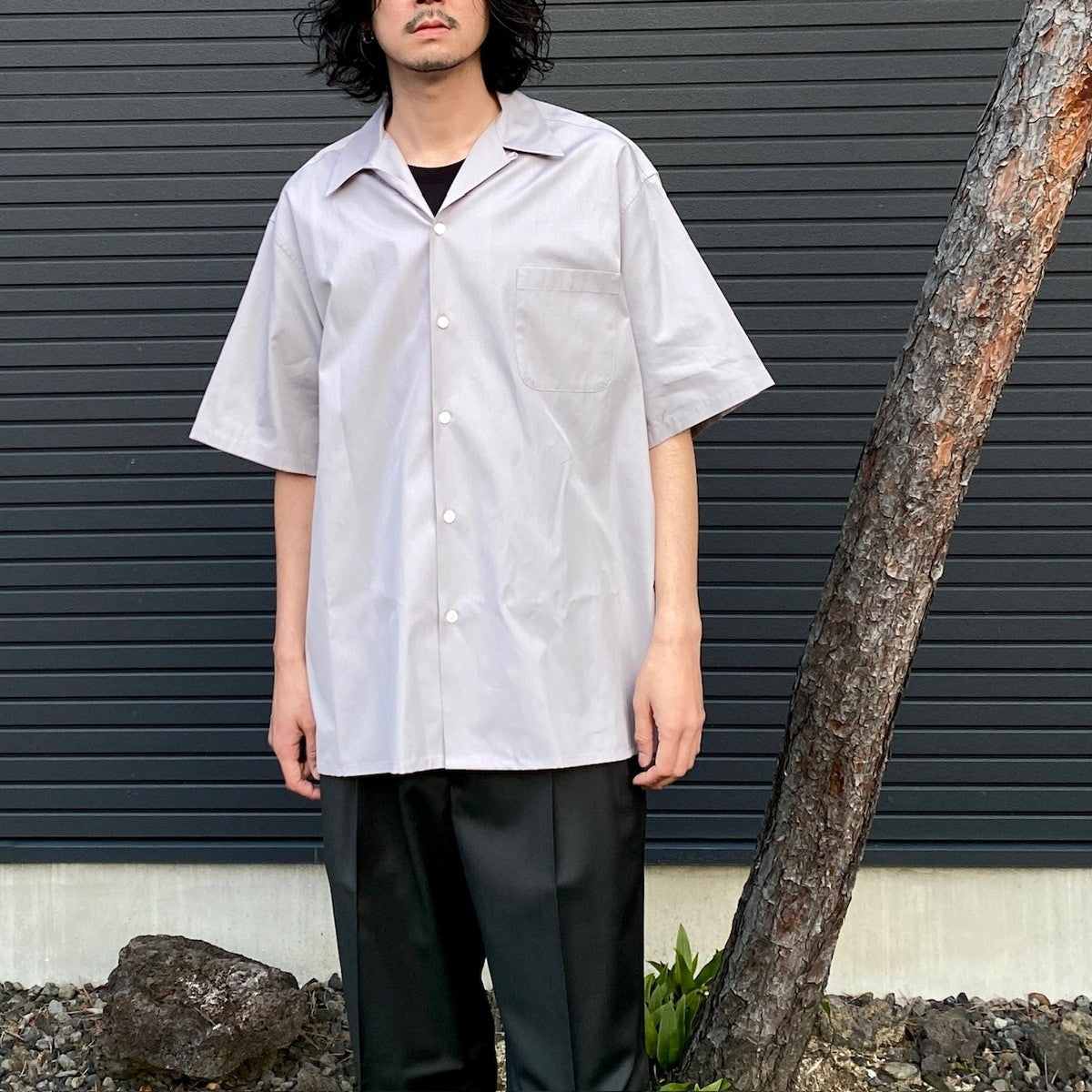 OPEN COLLAR SHIRT S/S -TYPE 3- #GRAY [24SS-WMS-OC03]