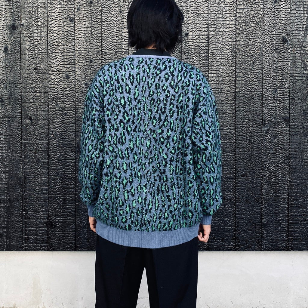 LEOPARD MOHAIR JACQUARD CARDIGAN #BLUE [26FW-WMK-KN17]