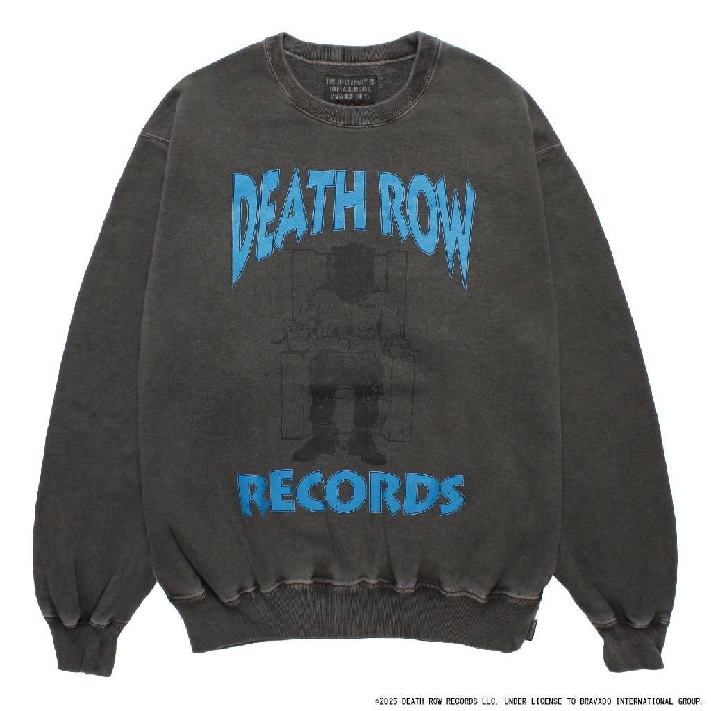DEATH ROW RECORDS | WASHED MIDDLE WEIGHT CREW NECK SWEAT SHIRT #GRAY [DEATHROW-WM-SS03]