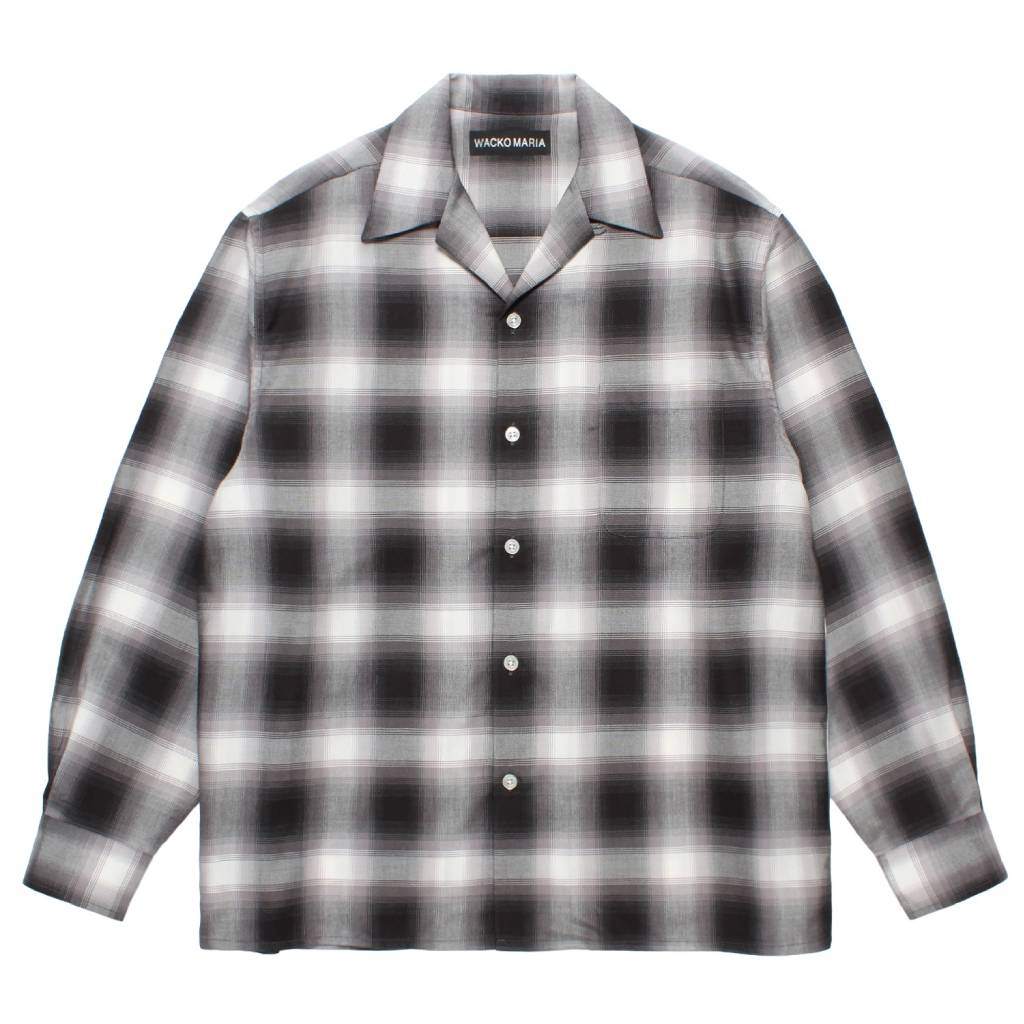 OMBRE CHECK OPEN COLLAR SHIRT L/S ( TYPE-2 ) #GRAY [25FW-WMS-OC06]